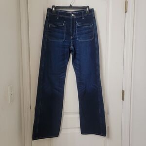 Free People We The Free Size 27 Dark Wash, Wide Leg Jeans, Excellent Used Cond.